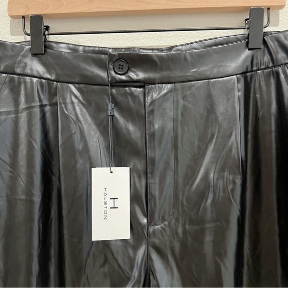 H by Halston Ankle Length Straight Leg Black Faux Leather Pants Size L - Picture 3 of 9